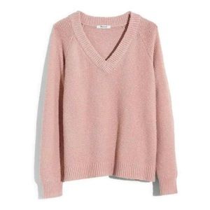 Madewell Arden Pink V-Neck Crop Pullover Sweater
